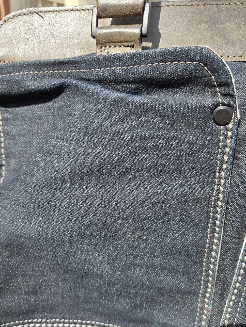 Men's Dark Blue Canvas Messenger Tote with Recycled Leather From Italy